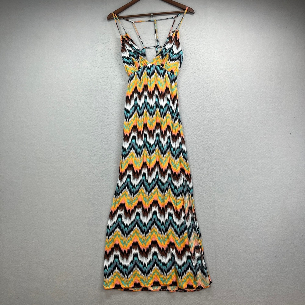 Charlotte Russe Maxi Dress Women S Multicolor Chevron Strappy Tribal Boho Summer